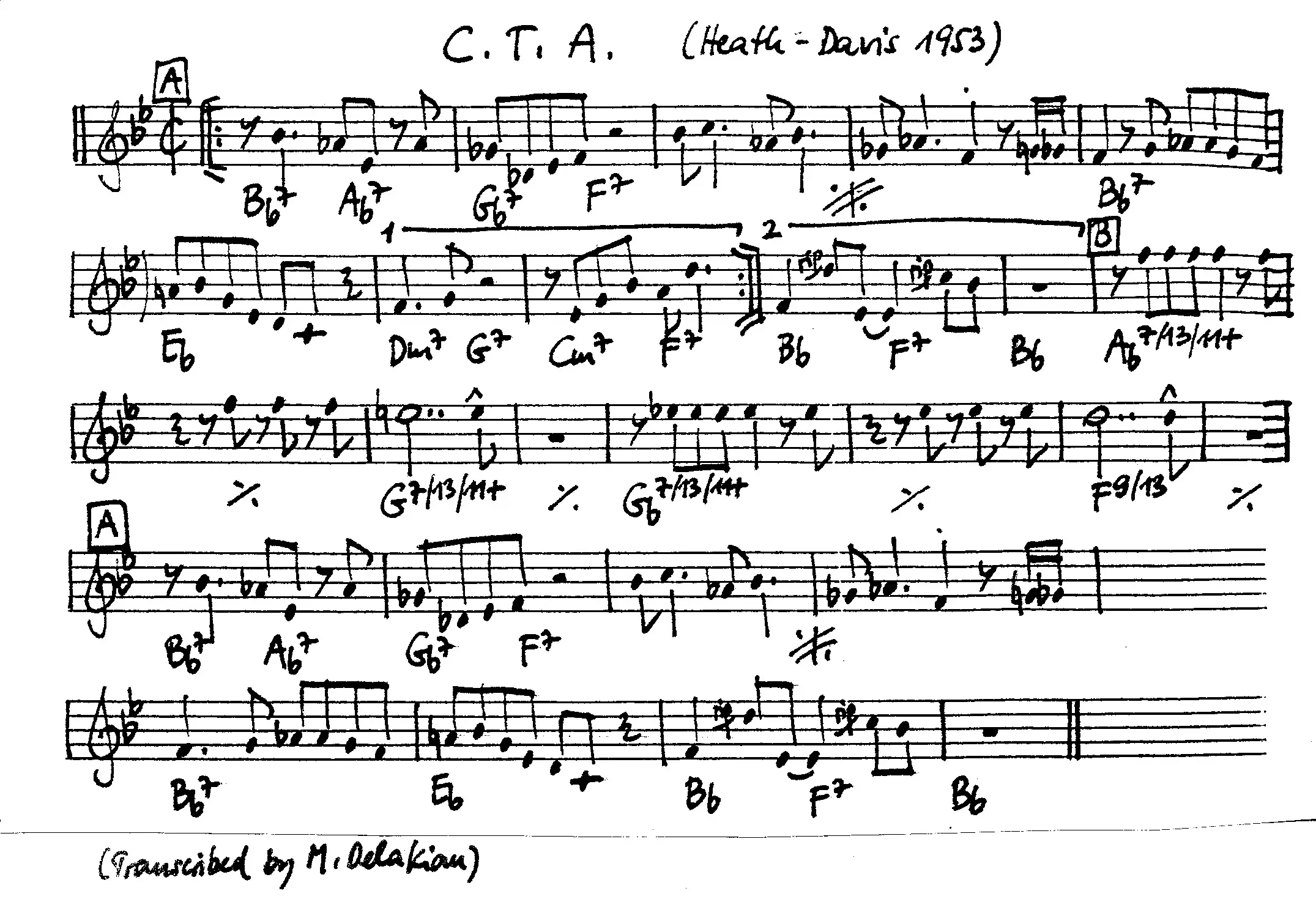 c t a free jazz leadsheet - Courtesy of the Jungle Jazz Band